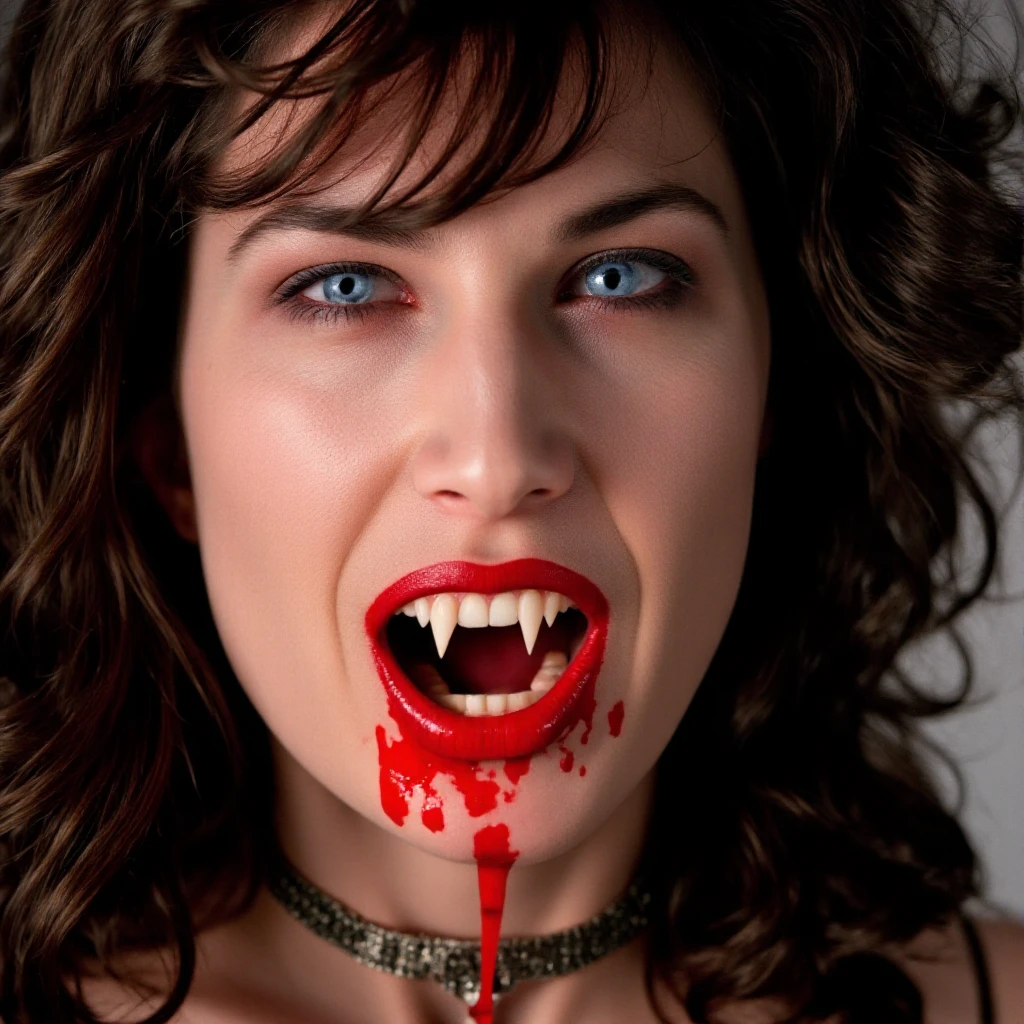 UHD, 4k, ultra detailed, cinematic, a photograph of <lora:vampire style v1:0.8>
<lora:fangs style v2:0.8>
a vampire woman with bloody fangs staring at camera, epic, beautiful lighting, inpsiring