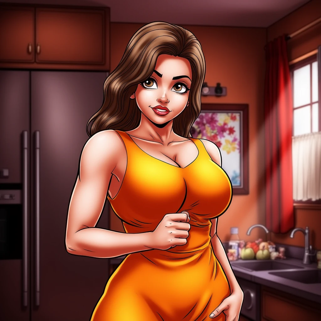 UHD, 4k, ultra detailed, cinematic, a photograph of  <lora:cartoon Tufos comic style v1:0.8>
A cartoon of
a mature housewife mama woman, epic, beautiful lighting, inpsiring