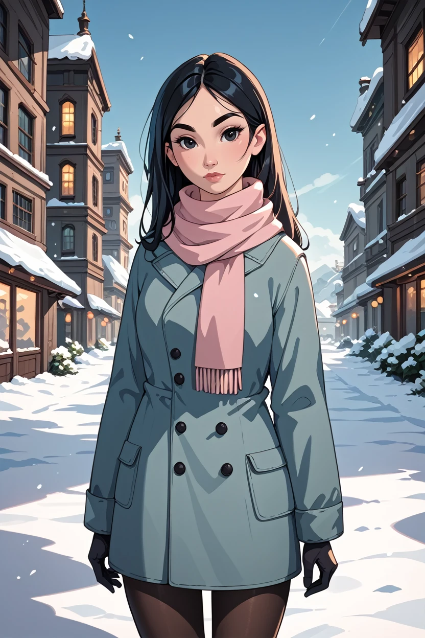 score_9, score_8_up, score_7_up, score_6_up
<lora:DisneyMulan:0.8>
DisneyMulan, 1girl, black hair, black eyes, long hair, looking at viewer, winter clothes, scarf, gloves, black pantyhose, snow, outdoors, city, standing, cowboy shot