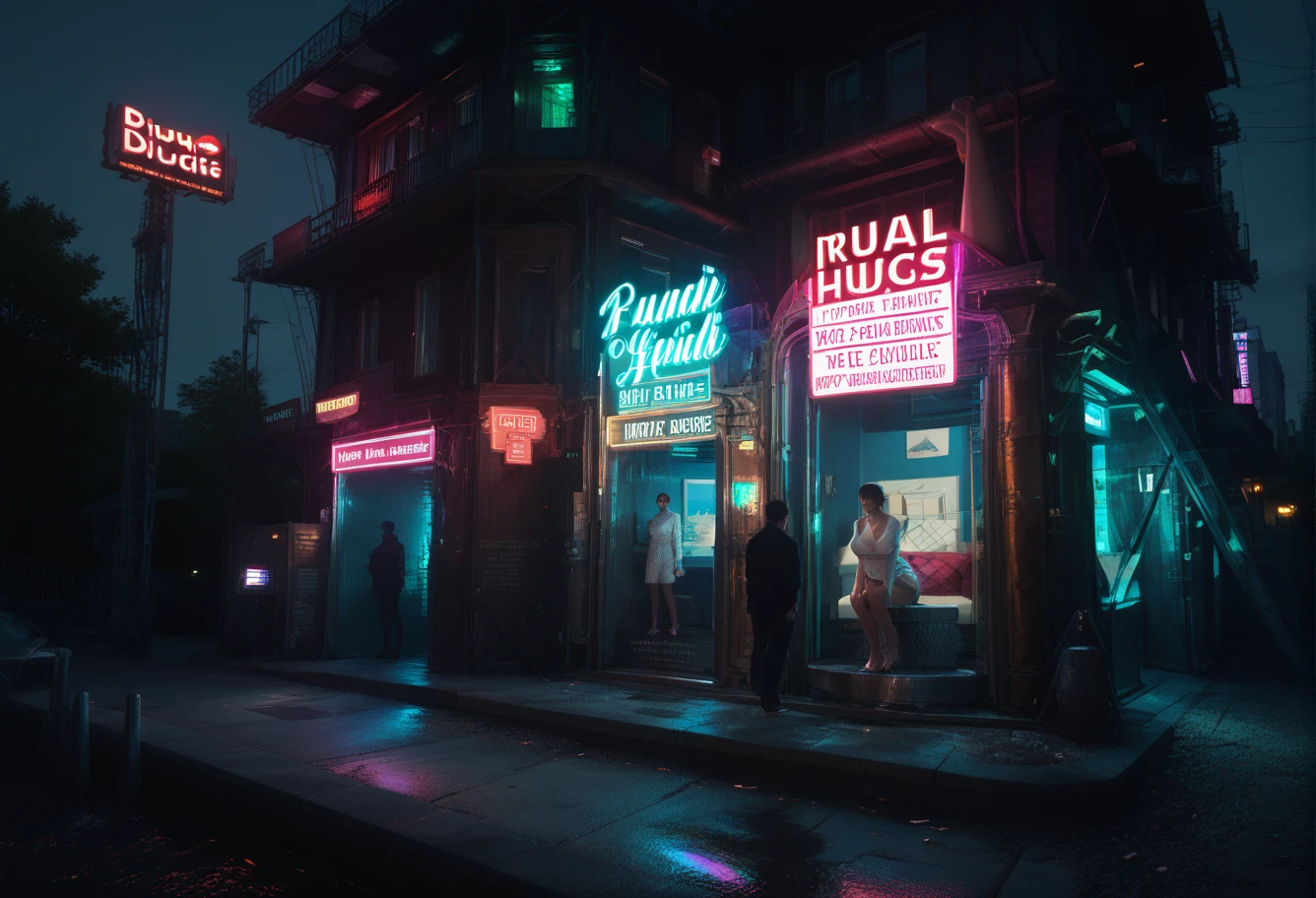 ,ruanyi1123,neon trim,building,glowing,neon lights,english text,outdoors,<lora:1123 red light district 2_v1_pony:1>, score_9, score_8_up, score_7_up, score_6_up, score_9, score_8_up, score_7_up, score_6_up source_anime, blush, horny, 1girl, seduce smile, perfect body , natural huge breasts , source _anime,