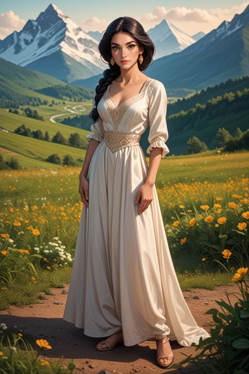 score_9, score_8_up, score_7_up, score_6_up
<lora:DisyneyJasmine:0.8>
DisyneyJasmine, 1girl, black hair, brown eyes, braid, long hair, looking at viewer, hands on hips, mountains, field, full body