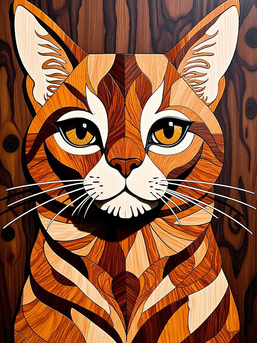 cs-m4rq style exotic wood marquetry persian cat.  <lora:Marquetry_v1_e8:1>