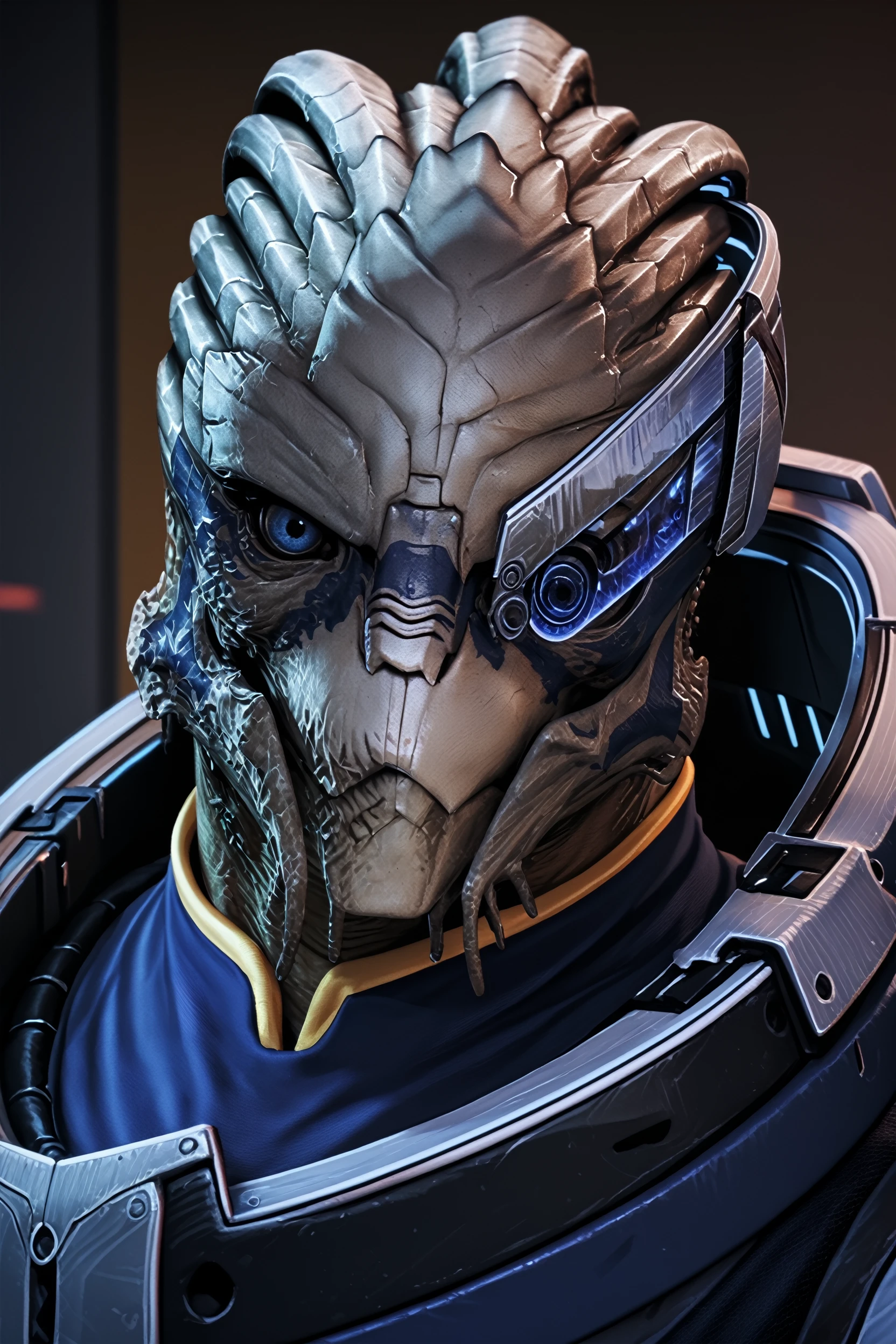 score_9, score_8_up, score_7_up,
<lora:MEGarrus:1.0>
MEGarrus, 1boy, alien, blue eyes, looking at viewer, portrait