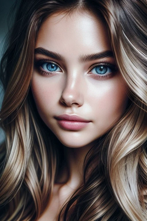 (high quality), (masterpiece), (detailed), 8K, Hyper-realistic portrait of a captivating young woman, her (expressive eyes1.2) drawing viewers into a world of emotion. (Delicate features1.2) and (lush hair1.2) frame her face, while subtle (lighting1.2) accentuates her natural beauty.