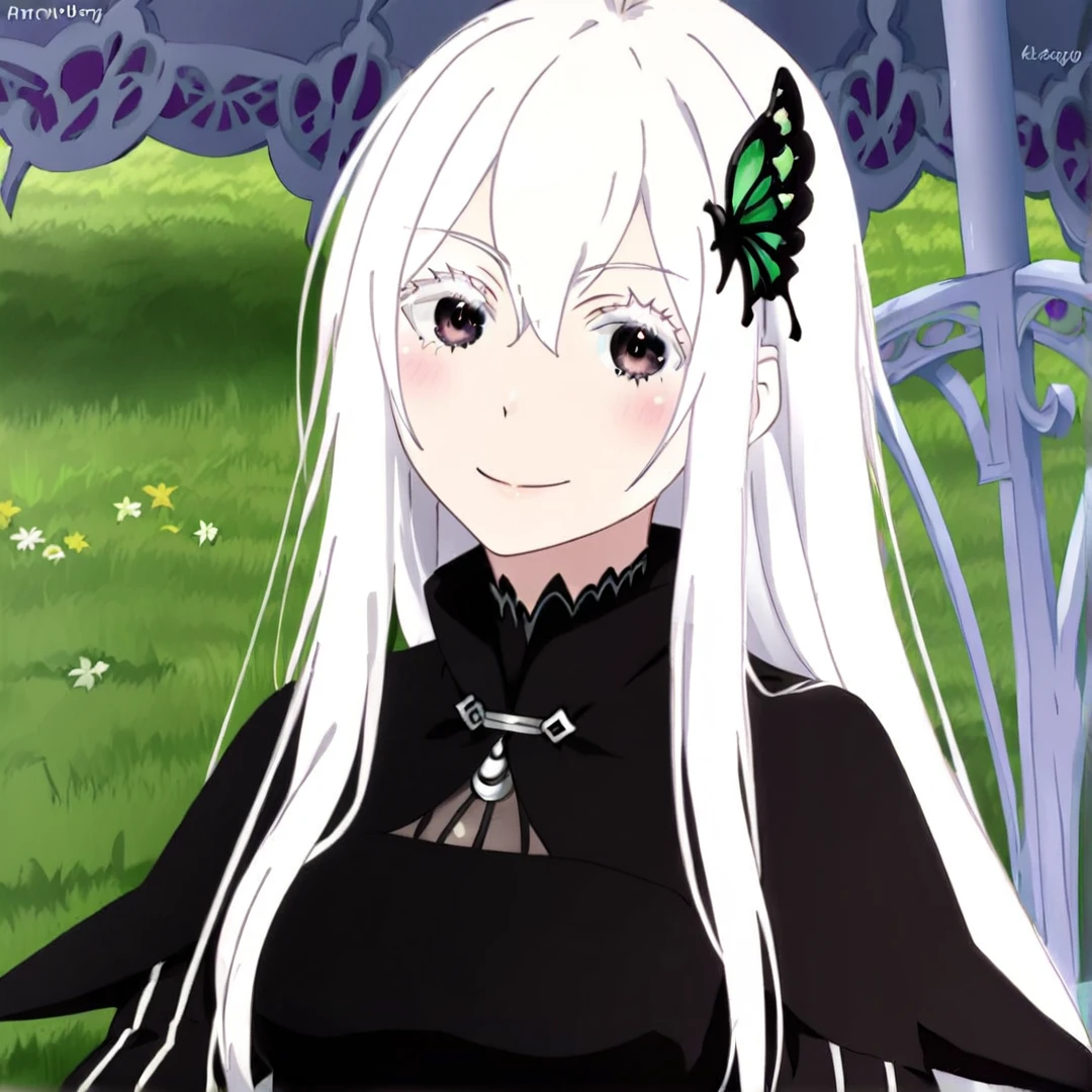 <lora:Echidna:1>, echidna, barely-exposed skin, was porcelain-like and pure white, her black eyes, shone with intellect, her long straight white hair, reached down to her back, and it also had a jade green butterfly hairpin, her slender body, appeared as though it was in its mid-twenties, her figure was usually wrapped in black clothing