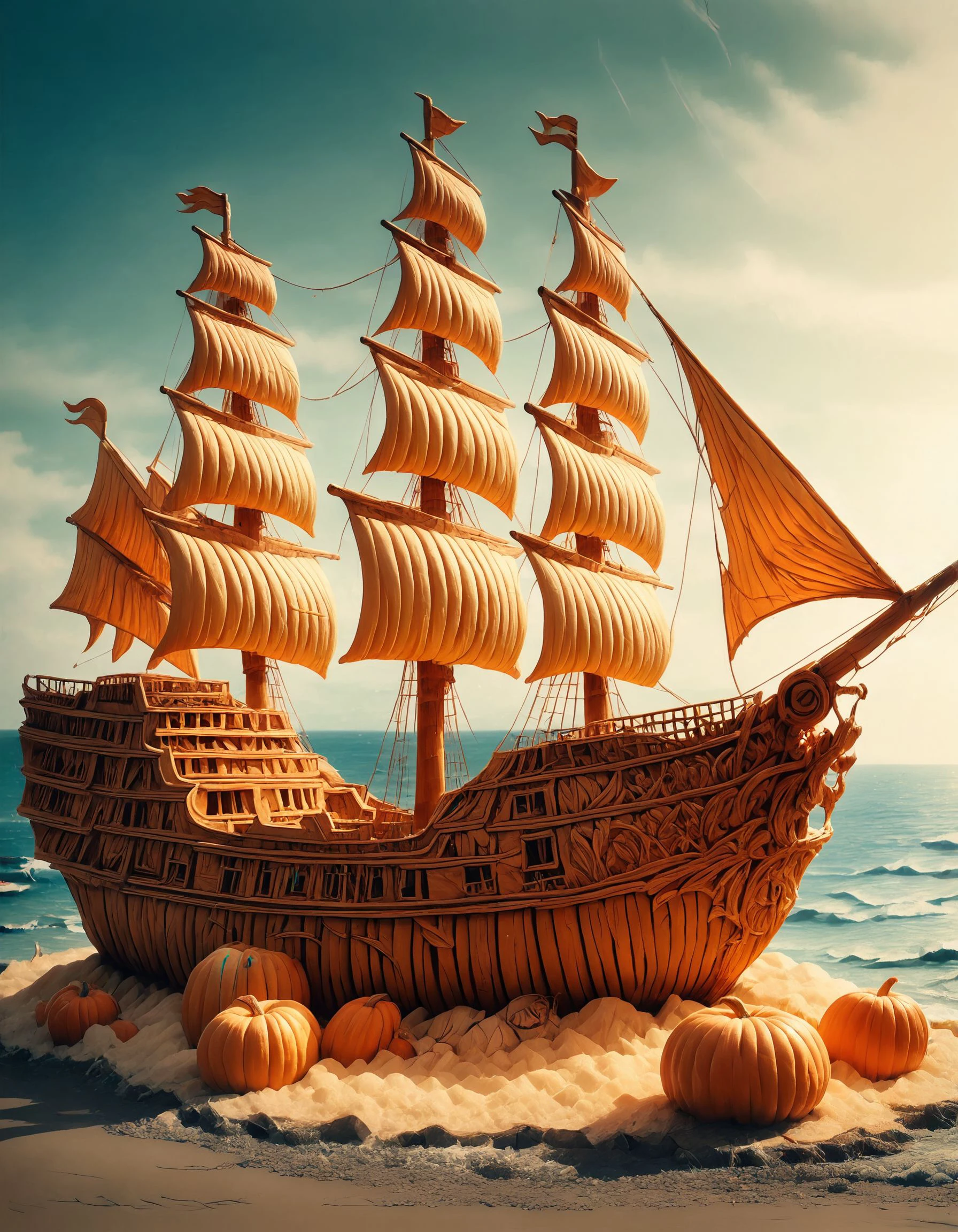 score_9, score_8_up, score_7_up, score_6_up, score_5_up,
photo of a ship, made out of pumpkin, on the sea
 <lora:whimsical_pumpkin:1>