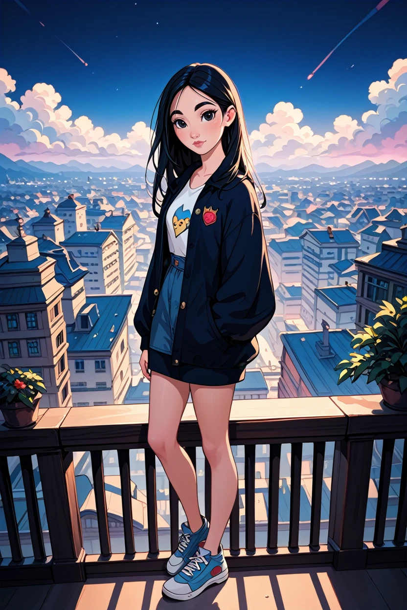 score_9, score_8_up, score_7_up, score_6_up
<lora:DisneyMulan:0.8>
DisneyMulan, 1girl, black hair, black eyes, long hair, looking at viewer, overlooking the city from a rooftop bar at night, cute outfit, standing