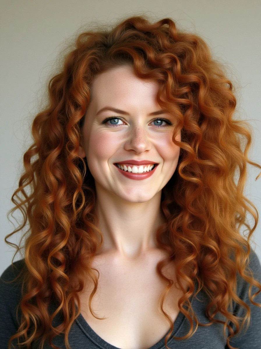 <lora:nicole-kidman:1> female, snmiling, curly 
red hair,