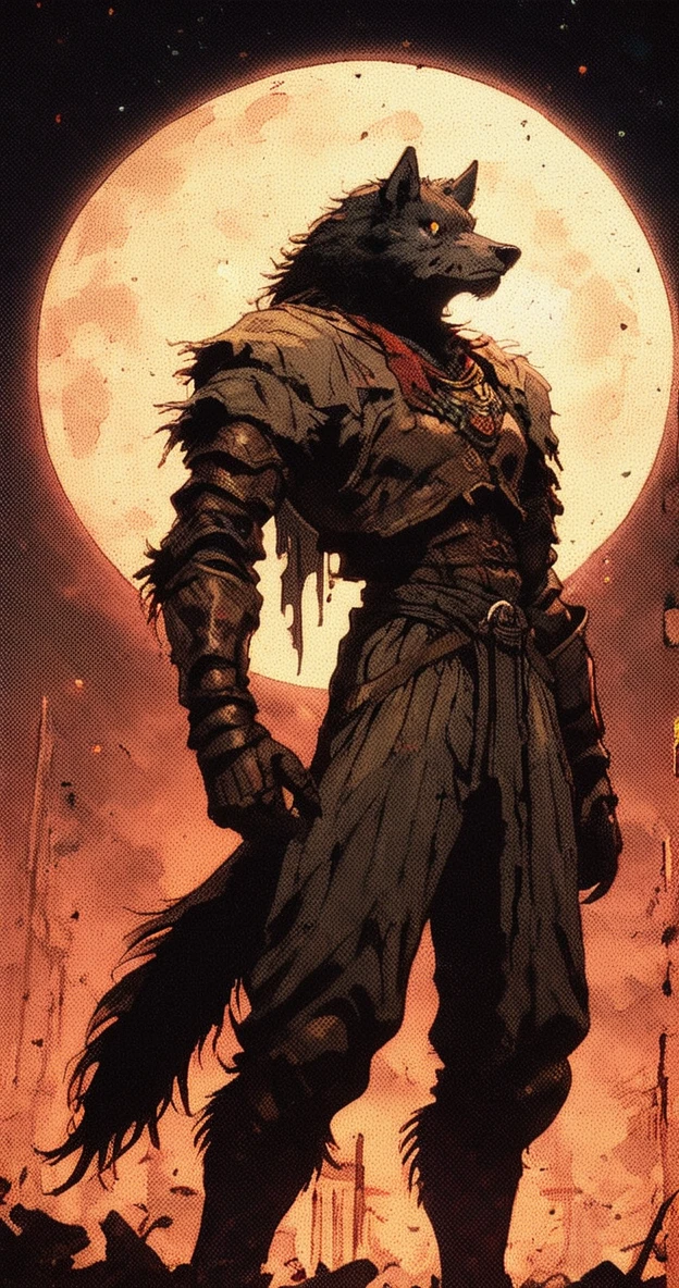 Lobo de metal, segurando uma espada,4k, olhos vermelhos, armadura negra