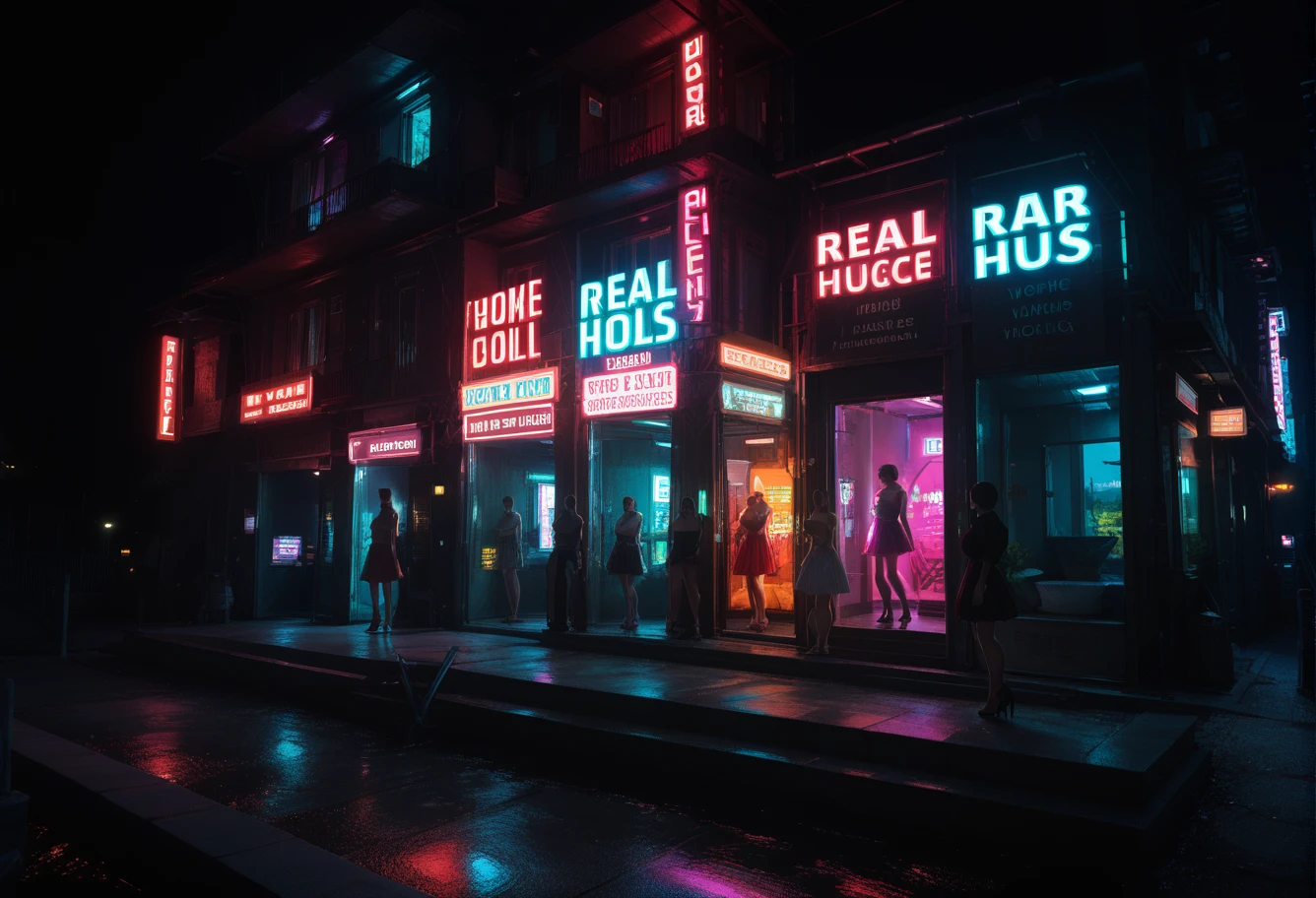 ,ruanyi1123,neon trim,building,glowing,neon lights,english text,outdoors,3girls,
dress,microskirt,skin tight,red light district,<lora:1123 red light district 2_v1_pony:0.8>, score_9, score_8_up, score_7_up, score_6_up, score_9, score_8_up, score_7_up, score_6_up source_anime, blush, horny, 1girl, seduce smile, perfect body , natural huge breasts , source _anime,