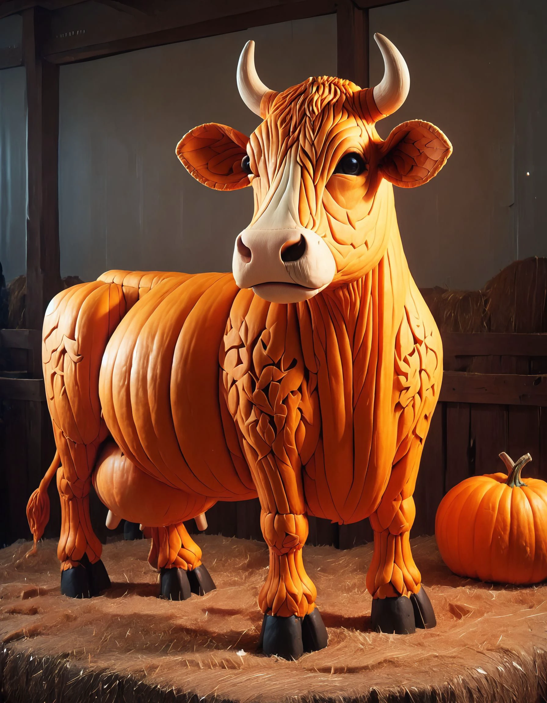 score_9, score_8_up, score_7_up, score_6_up, score_5_up,
photo of a cow, standing, made out of pumpkin <lora:whimsical_pumpkin:1>