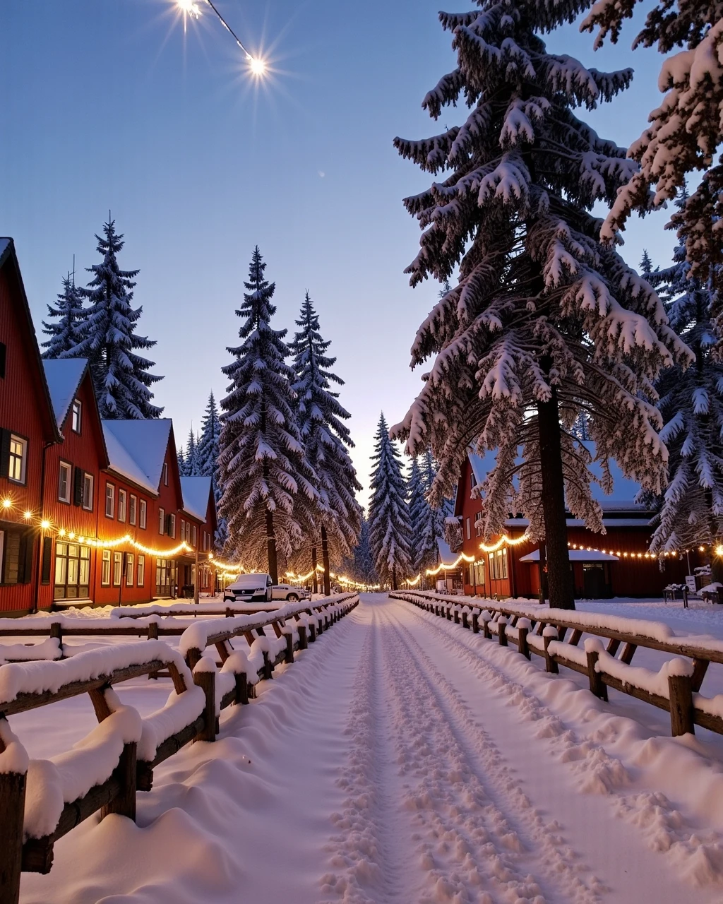 wintertime,heavy snoweing, cozy calm swedish little town on christmas eve. its dark and its snowing


