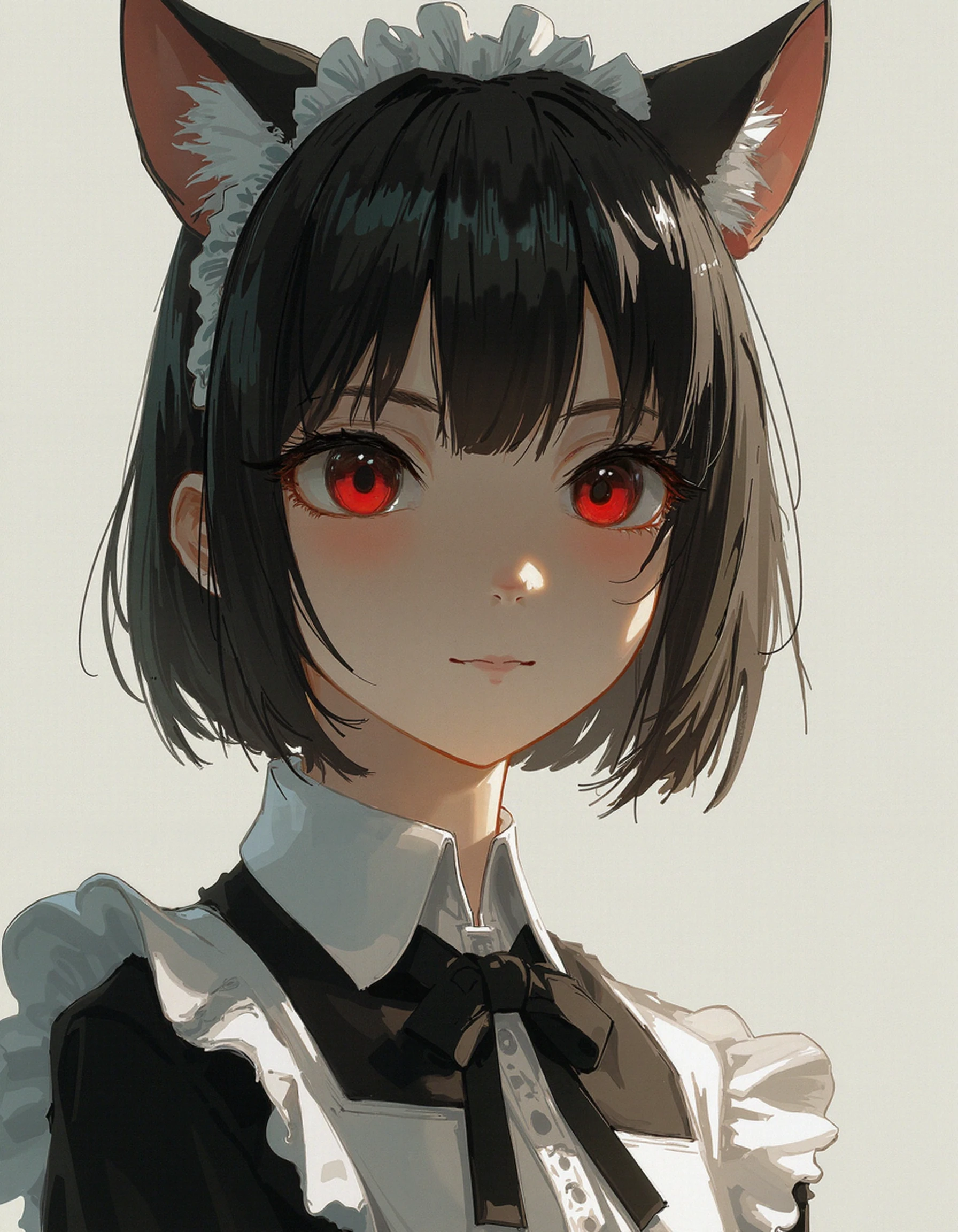 girl portrait, cat ears, silver hair, maid uniform
 <lora:dnstl2:1> DNSTL