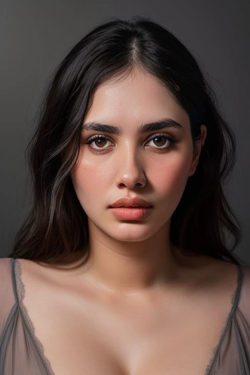 DEN_alejandra_moreno,
((headshot:1.2) portrait on a (plain grey background:1.2), (headshot:1.2), (face focus:1.1), windswept chaotic hair, soft lighting, low contrast, low saturation:1.2),
bokeh, f1.4, 40mm, photorealistic, raw, 8k, textured skin, skin pores, intricate details <lora:epi_noiseoffset2:1>, epiCRealism