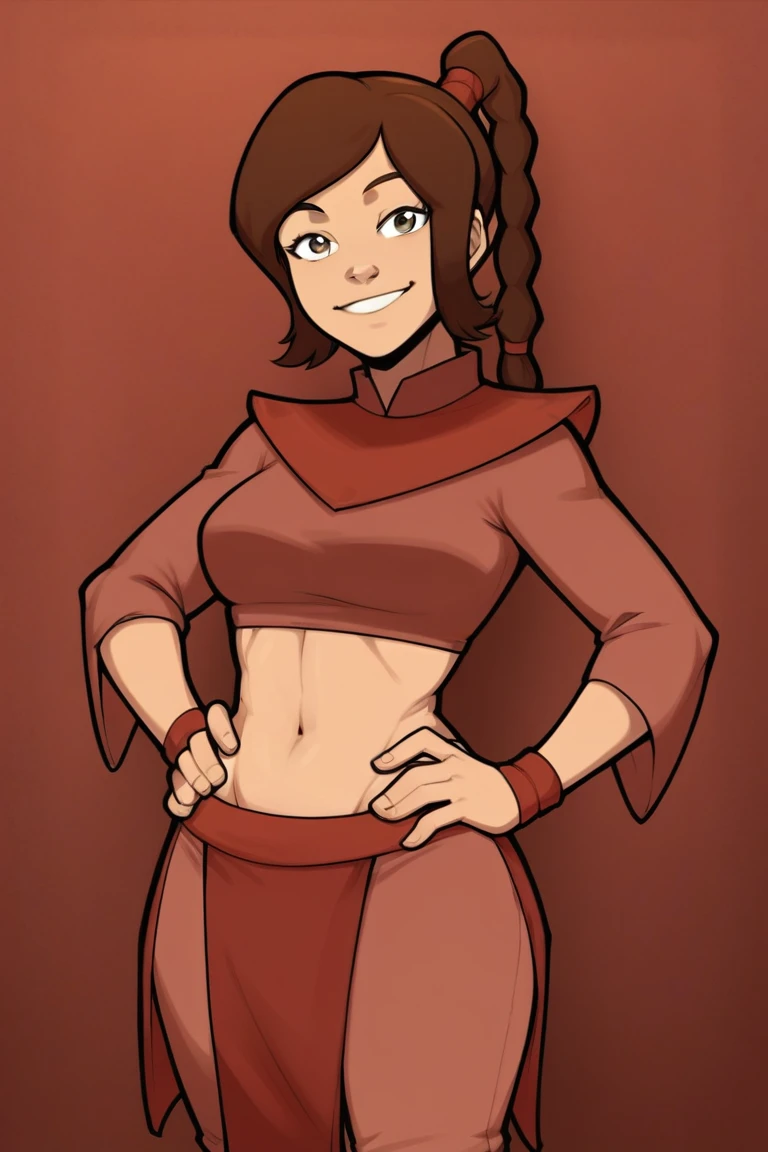 score_9, score_8_up, score_7_up, score_6_up, score_5_up, score_4_up, , katara, black hair, azula ,avatar, blue eyes, sidelocks,,  virgin killer sweater, slutty ,long braid,, wide hips, breasts, minidress, turtleneck, sweaterdress, , cleavage, center cutout navel, , exposed breasts, exposed pussy, seductive, exposed breasts, simple background, , nude