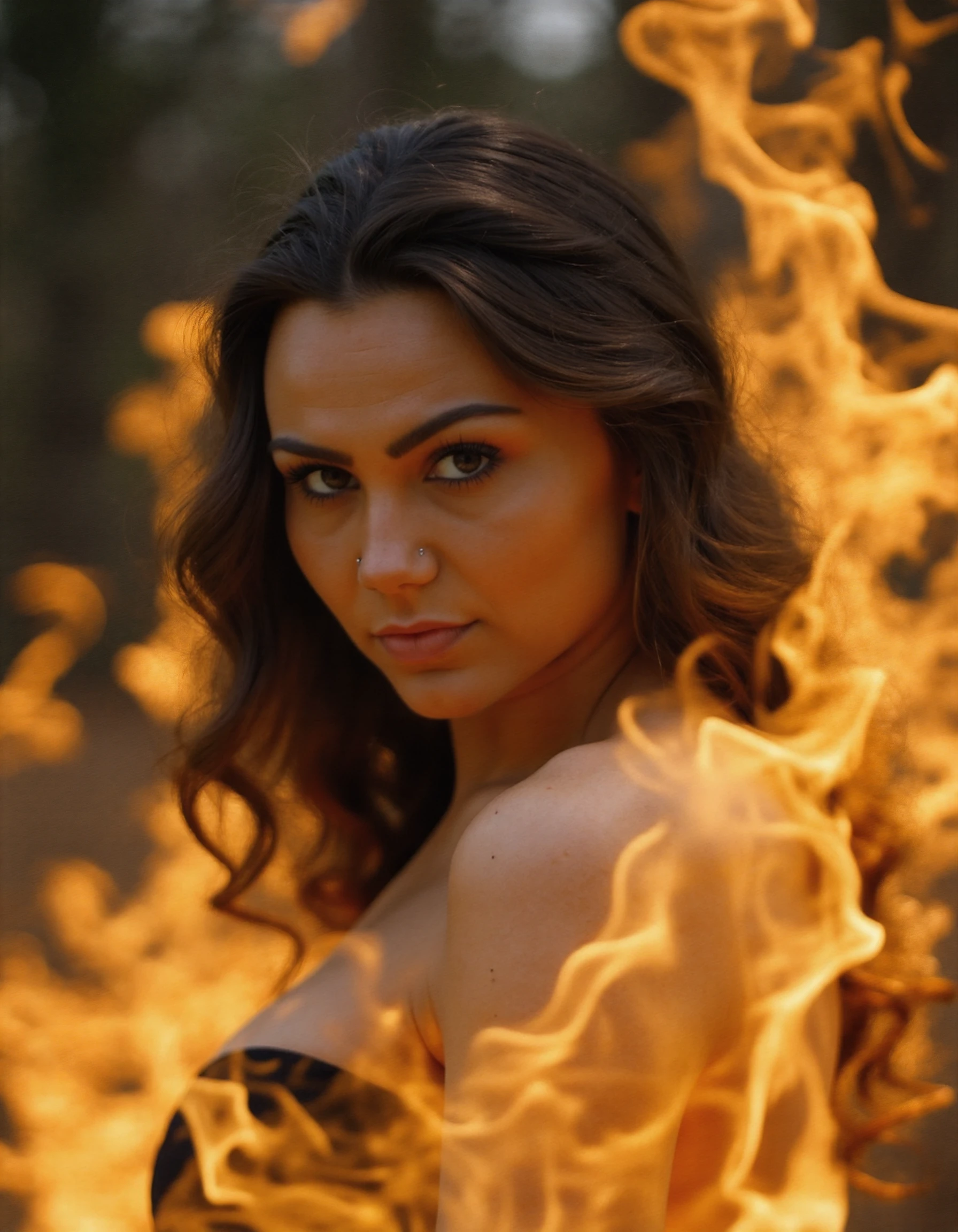 1 mulher ((selfie da parte superior do corpo, Feliz)), obra-prima, melhor qualidade, ultradetalhada, sozinho, ao ar livre tirando selfie (sensual) no inferno, (Background volcanic lava, fogo, smoke billowing), (noite), (estrelas, ............lua) radical, ???????, Excitado, Alegre, Feliz,  seios fartos, decote, fantasia (Cosplay) Diabinha, chifres, sensual, succbus, contraste, sky with sparse clouds, Estilo , (matiz quente, tom quente): 1.2), Close-up, cinematiclight, side-lighting, Ultra high resolution, melhor sombra, ......RAW, parte superior do corpo.