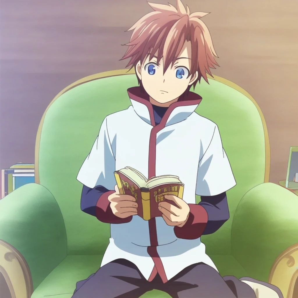 Masato_Sendou, boy, reading Manga, high quality, (masterpiece), (solo)