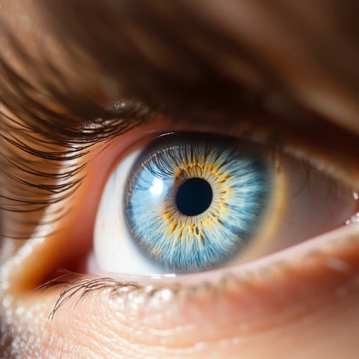 blue eyes, detailed eye, reflection, detailed_eye_model, looking at viewer, depth of field, realistic eye, bangs, realistic, blurry background, sunflower