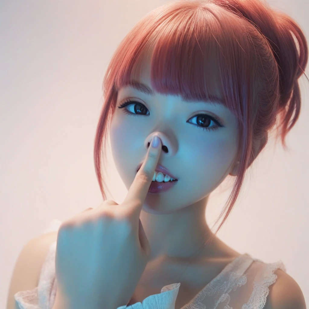 score_9, score_8_up, score_7_up, score_6_up, score_5_up, score_4_up,BREAK,japanese girl,upper body  ,big teeth, <lora:PONY_Realistic_nose_push_up_v1-000007:0.8>nosepushup,look down,looking viewer,