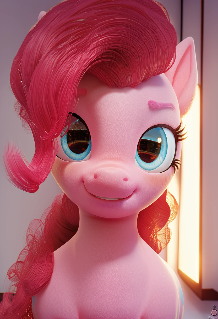 score_9,score_8,score_7,score_6,score_5, solo, pony, pinkie pie, close up, dramatic lighting, love handles, blush, looking at viewer, indoors <lora:BCkiwi_3D_artist_style:1>