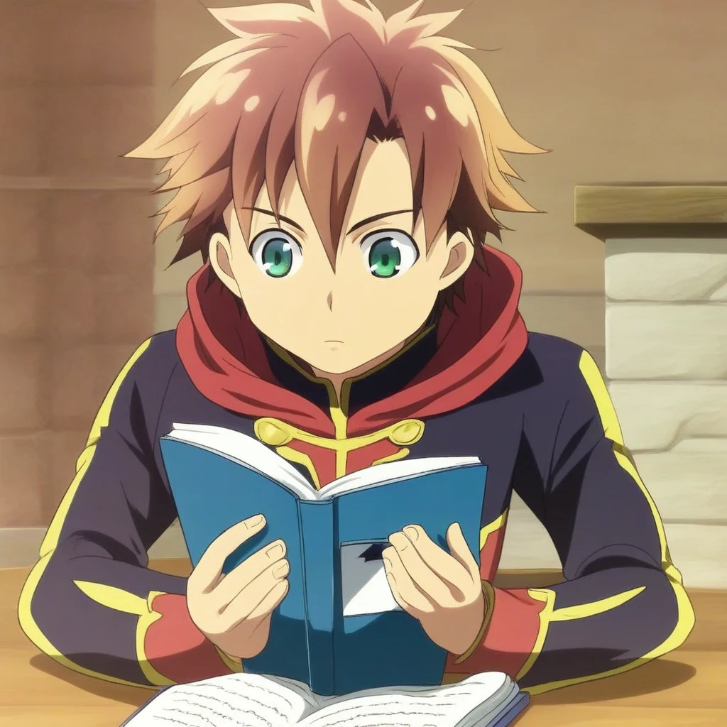 Masato_Sendou, boy, reading Manga, high quality, (masterpiece), (solo)