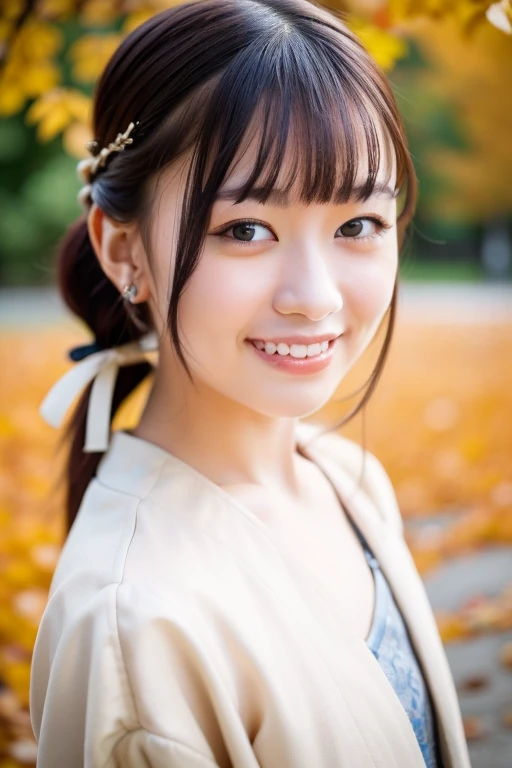1girl,,(RAW photo, best quality), (realistic, photo-realistic:1.4), masterpiece, an extremely delicate and beautiful, extremely detailed, 2k wallpaper, Amazing, finely detail, extremely detailed CG unity 8k wallpaper, ultra-detailed, highres, soft light, beautiful detailed girl, extremely detailed eyes and face, beautiful detailed nose, beautiful detailed eyes,cinematic lighting,perfect anatomy,slender body
(at a park), (autumn scenery),(golden gingko leaves in the background), Tokyo university, (bokeh)
(wearing blouse and jacket)
(various angles)
smiling,teeth visible
<lora:suzuharanozomiV2_lora:0.8> <lora:chest size:-1.5>