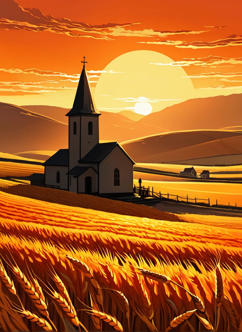 (no humans:1.49), (location:(wheat field:1.28)),(color scheme:(orange theme:1.42)), , (epic:1.2), trending on artstation, (high quality:1.2), (masterpiece:1.2), high details, incredibly absurdres, colorful), ,,(Funk Art:1.28),(rainbow effect:0.8) (glass etching:0.8) (linen:1.42),(Dragon Age Inquisition game style:0.8), (invinceble, Netflix animated series style:0.8),