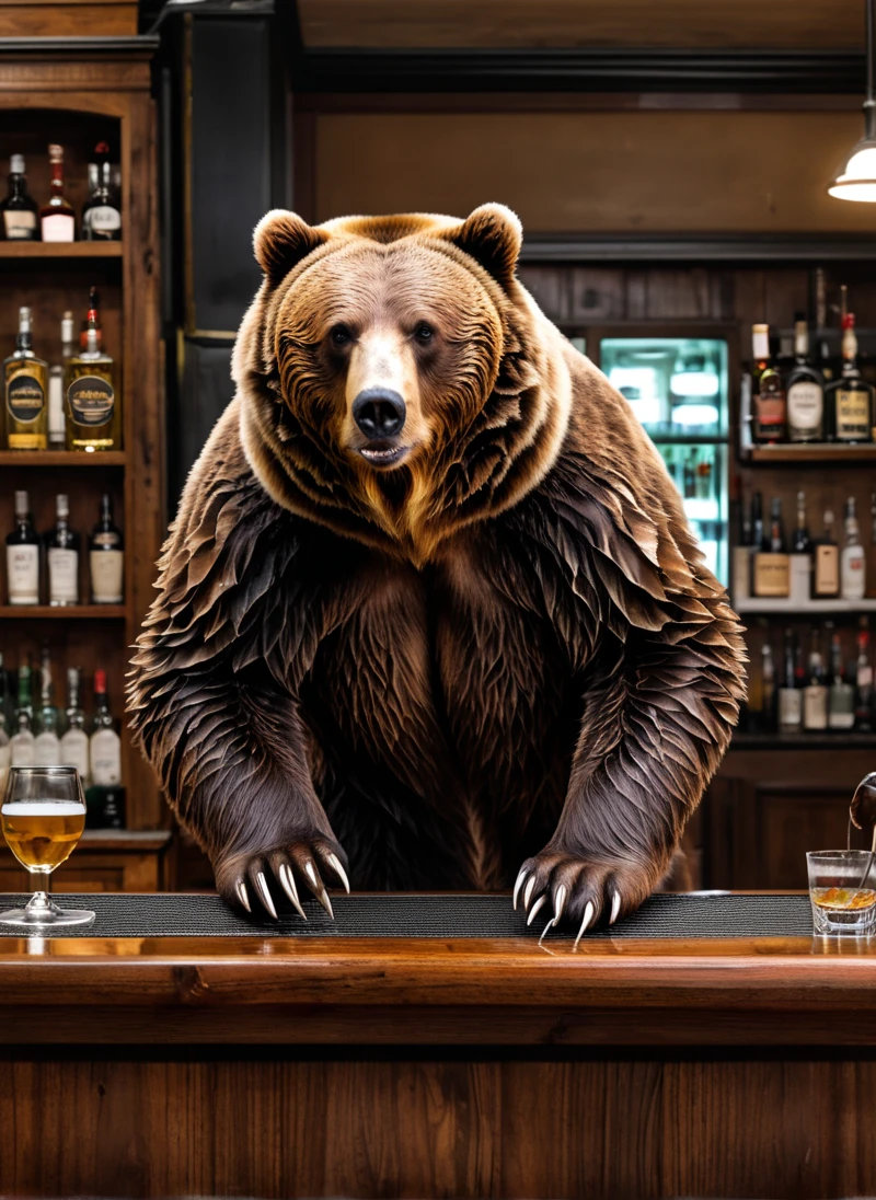 (no humans:1.49), (animal:(Grizzly Bear:1.42)),   ,, , (object:(Walnut escritoire:1.28))  (location:(bar:1.42)), (epic:1.2), trending on artstation, (high quality:1.2), (masterpiece:1.2), high details, incredibly absurdres, colorful), ,,(Rubber Hose Style:1.28),(sculpture:0.8) (fuzzy:1.28) (watercolor painting:1.28),(High on Life game style:1.42), , (higher_angle:1.28) (macro photography:1.42)