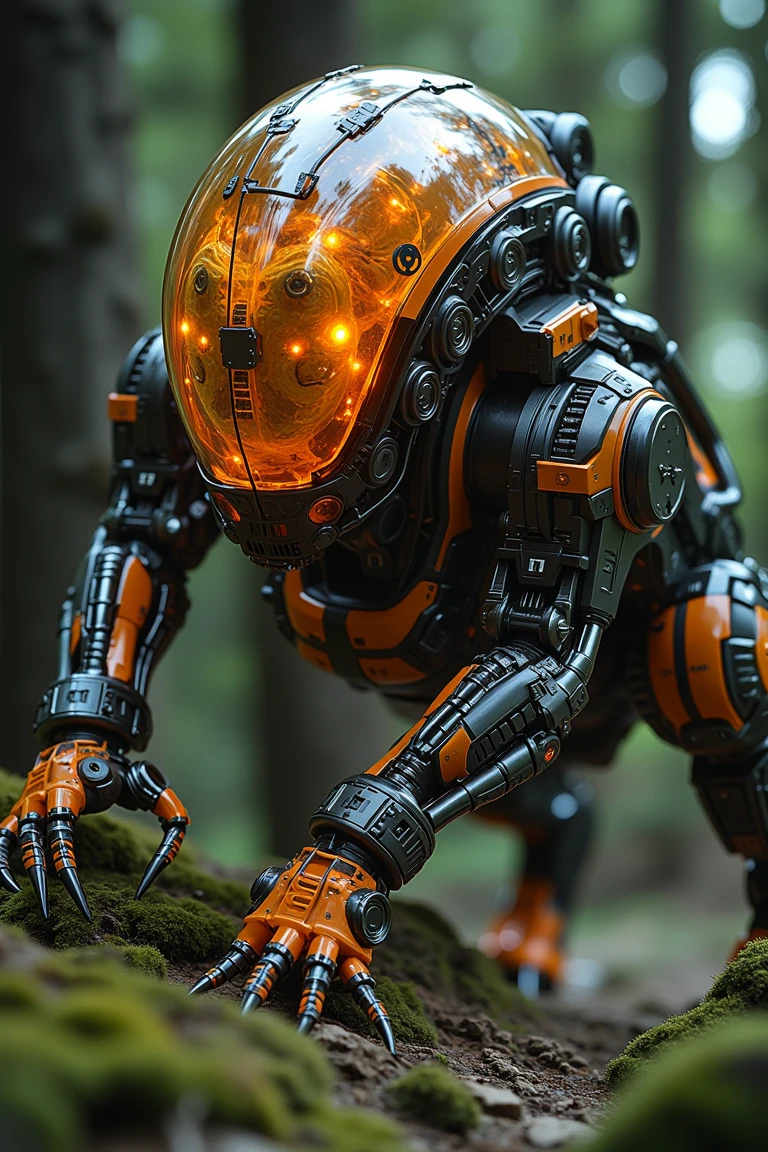 mechbrain,a tiger crawling through the forest