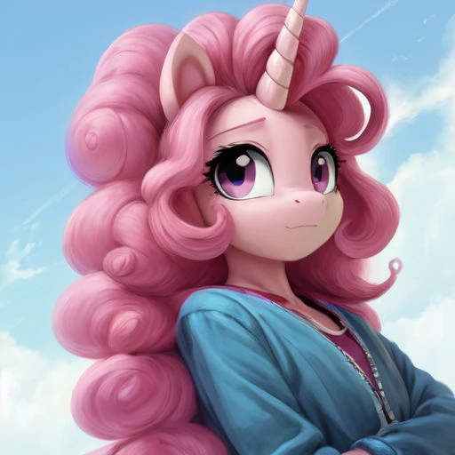 Prompt masterpiece score_9, score_8_up, score_7_up, Source furry, solo, Female character, my little pony character, Pinkie pie, anthro furry, casual outfit 