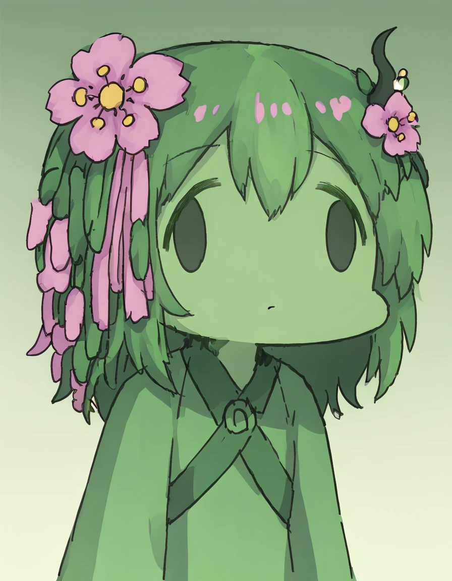 <lora:Vineria:0.8> vineriasprunki, 1girl, solo, green skin, colored skin, flower, hair flower, hair ornament, pink flower, green hair, plant girl, black eyes, dress
<lora:sdxl-fxface-pony:1> fx-face, face_of_the_people_who_sank_all_their_money_into_the_fx_(meme)