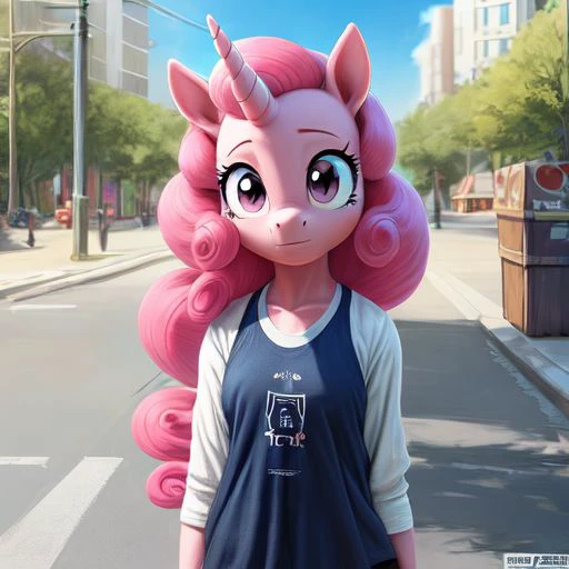 Prompt masterpiece, score_9, score_8_up, score_7_up, Source furry, solo, Female character, my little pony character, Pinkie pie, anthro furry, casual outfit 