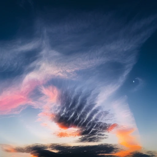 partly cloudy sunset sky. Cirrus and Stratus Clouds