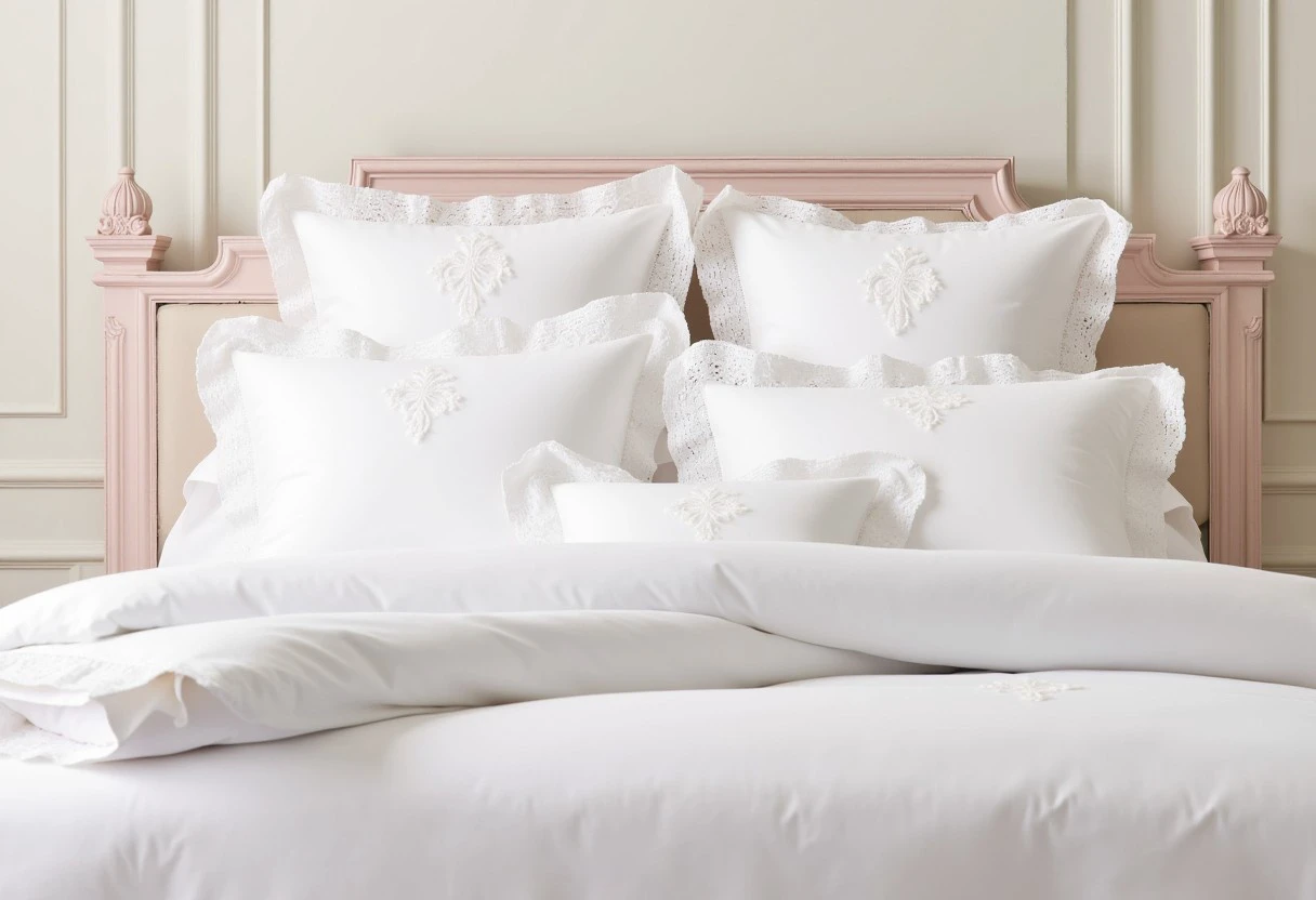 a pillow, sheet and blankets