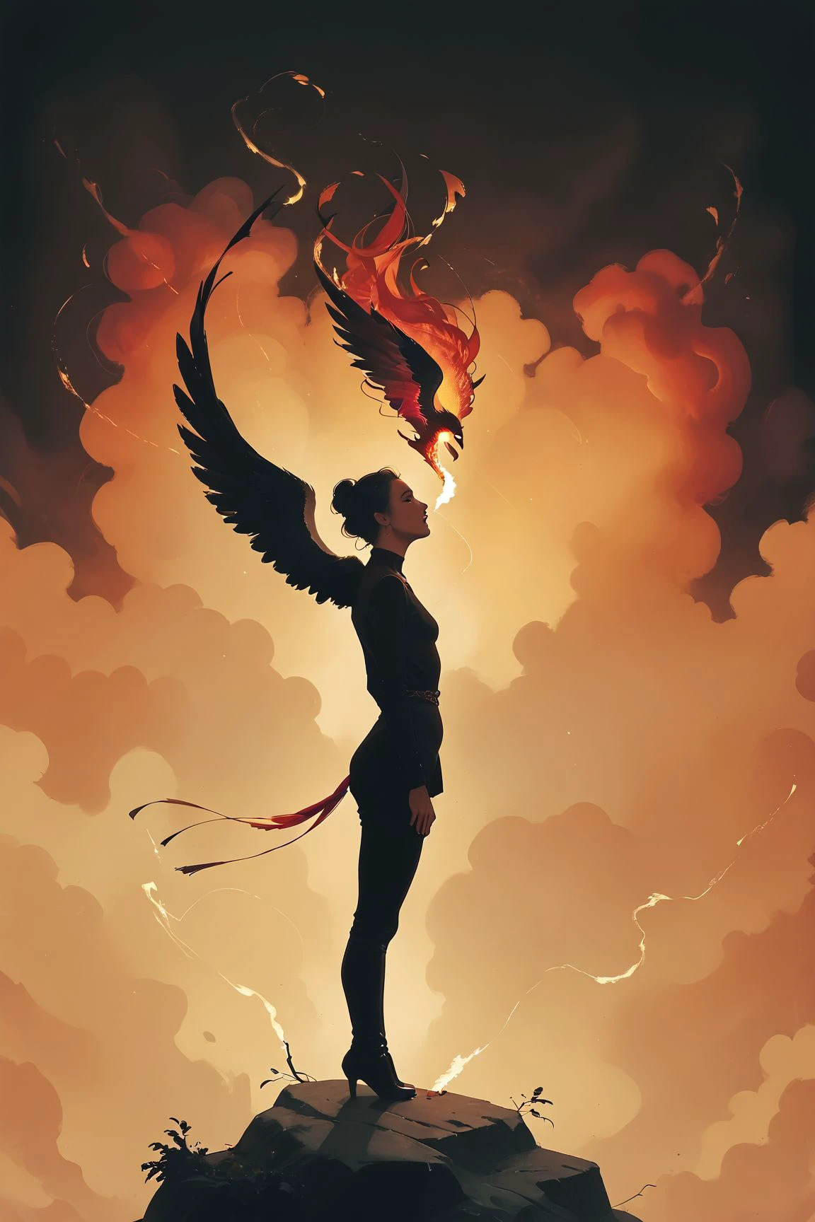 score_9, score_8_up, score_7_up, score_6_up, 
photo, a burning phoenix, flying burning feathers, epic, dark atmosphere, cinematic