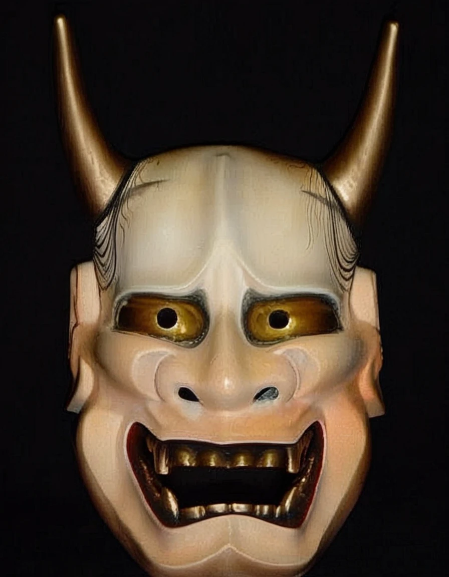 score_9, score_8_up, score_7_up, source_real,realistic, photorealistic, BREAK 
<lora:BDpony_Hannya_V1-8580:1>Hannya, horror (theme), solo, mask, horns, colored sclera, open mouth, teeth, looking at viewer, black background, black sclera, yellow eyes, 1 girl,  Upper body, Very long hair, Messy hair, Choppy hair