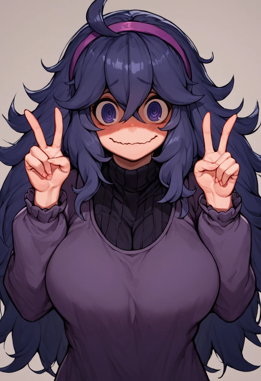 score_9, score_8_up, score_7_up, score_6_up, source_anime,
<lora:Hex_Maniac:1> hex maniac, 1girl,
large breasts,
looking at viewer, wavy mouth, nervous,
double v,
