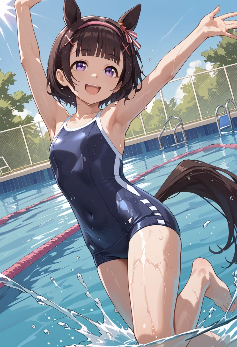 nsfw、Sitting by the pool、Open your legs in an M shape、school swimwear、