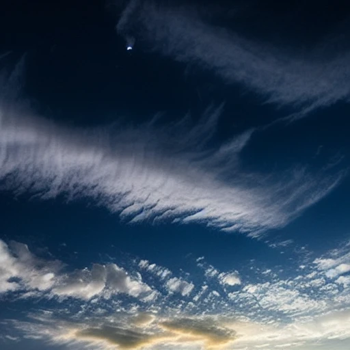 partly cloudy night sky. Cirrus and Stratus Clouds