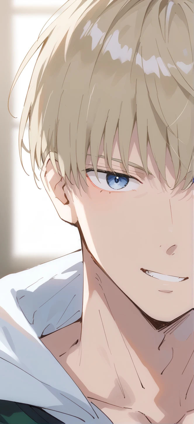 1boy,solo,male focus,kaji ren,blonde hair,short hair,blue eyes