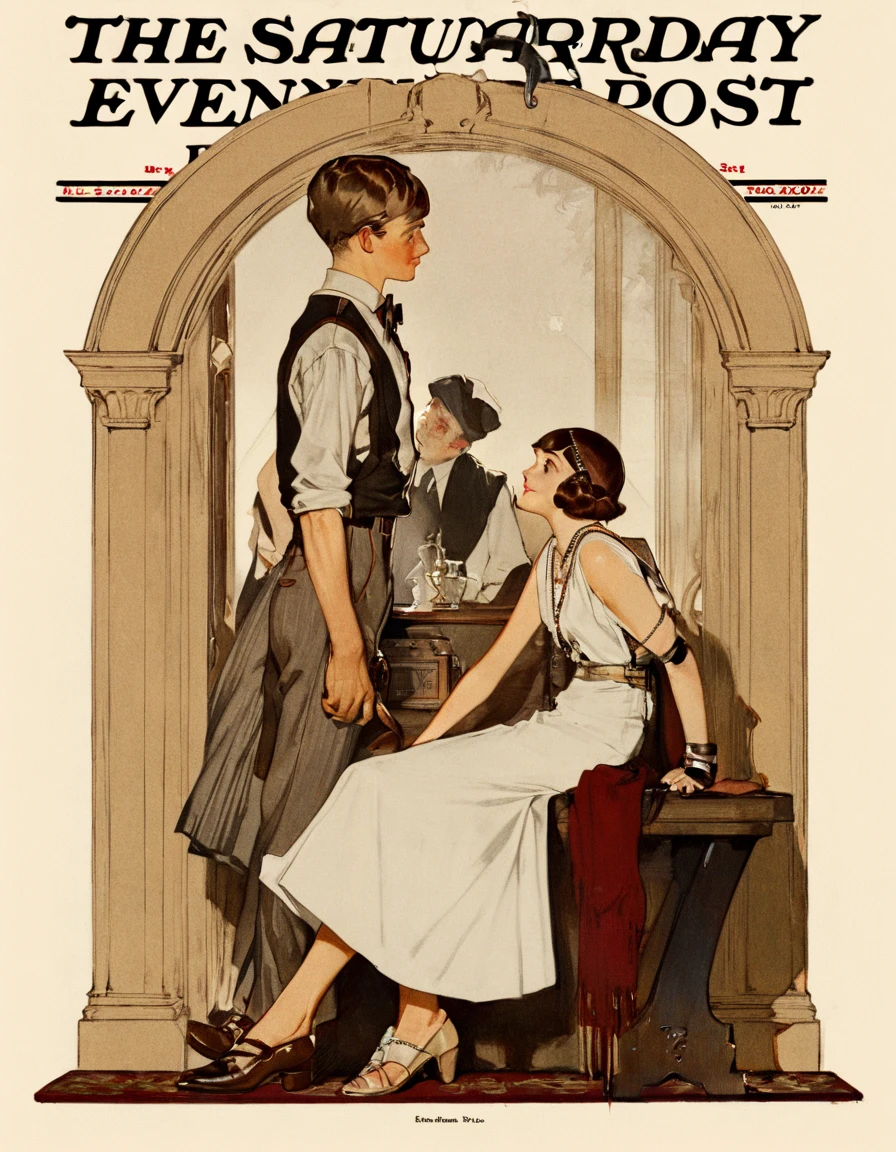 SEP_Post_Color, saturday evening post by norman rockwell, the great Gatsby, <lora:Saturday_Evening_Post:1>