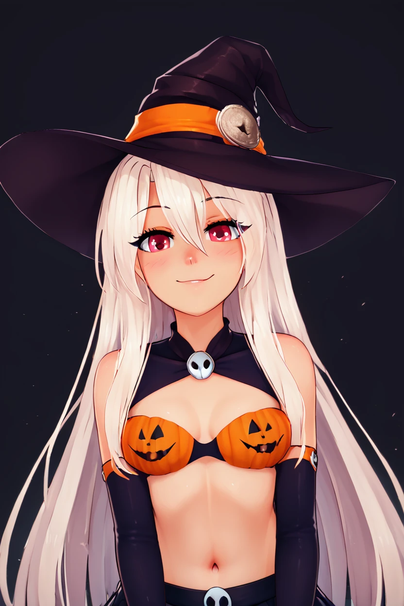 score_9, score_8_up, score_8, medium breasts, (curvy), cute, eyelashes,       ,,, , ,,, zzPumpkinIllyaCitron, hair between eyes, red eyes, long hair, very long hair, white hair, witch hat, elbow gloves, navel, black skirt, halloween costume, bikini top only,  <lora:PumpkinIllya_PDXL:0.8>,     ,,,, BREAK, looking at viewer, ,,, smile, upper body, leaning forward, head tilt, ,,, embedding:zPDXL, Expressiveh, ,,, <lora:theButcherXPDXL:0.8>, <lora:CatalystStylePDXL:0.6>, <lora:SDXLFaeTastic2400:0.5>, <lora:Expressive_H-000001:0.4>,