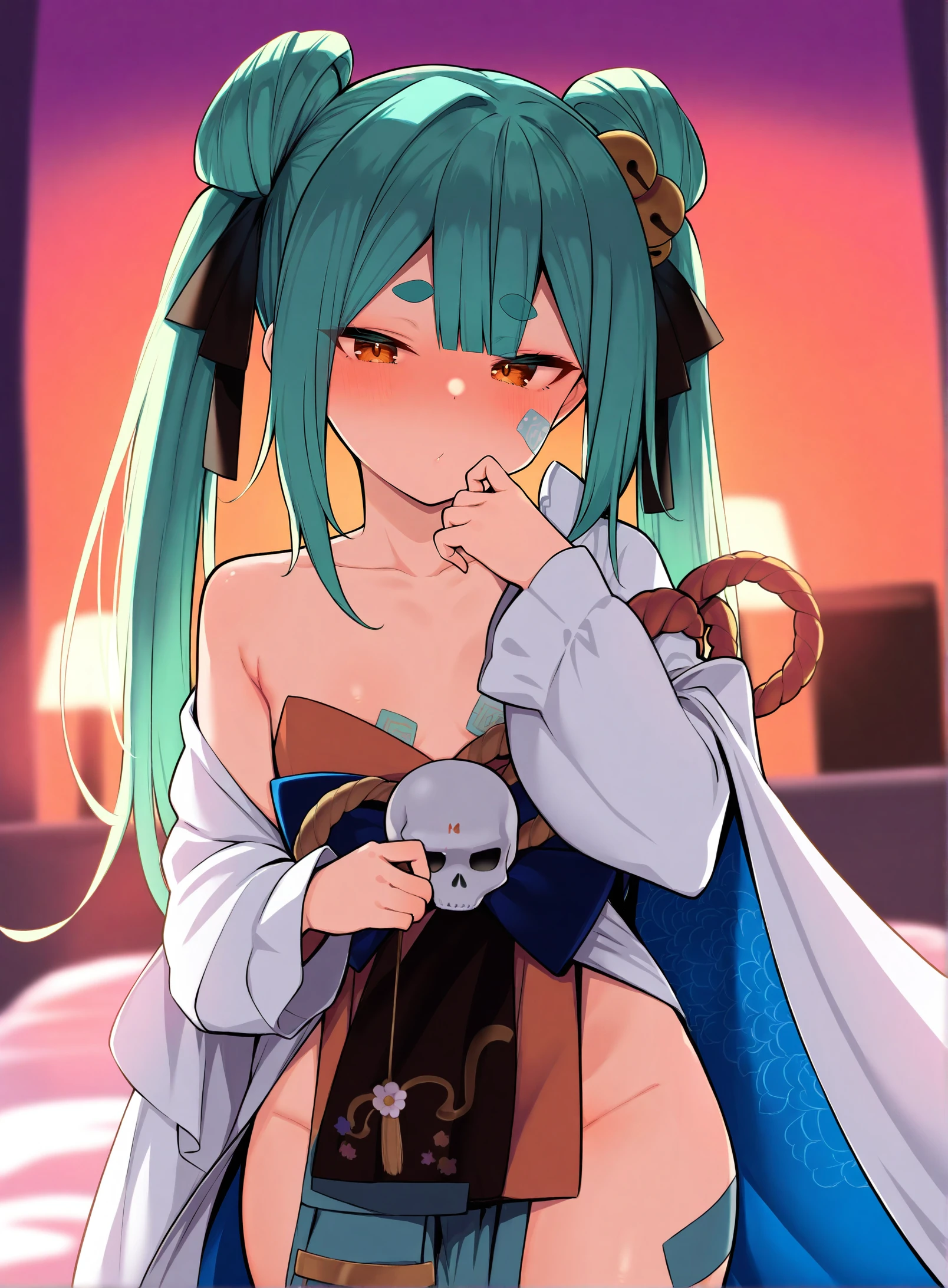 masterpiece, best quality, amazing quality, very aesthetic, absurdres, highres, newest, 8k, detailed,  <lora:inamiyokiillustriousXL:1>, 1girl, inamiyoki, artist:ayagi daifuku, green hair, long hair, twintails,