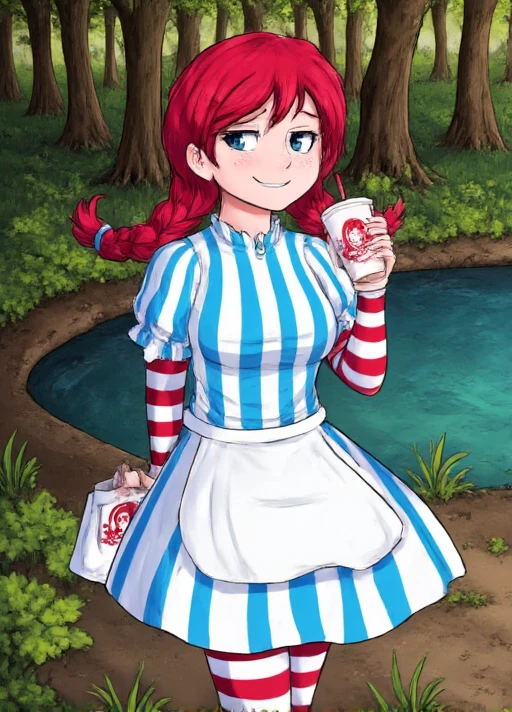 hi res, masterpiece, Wendy's restaurant, magical, wendyswaifu <lora:style1-fC_v1.0:1> style1-fC <lora:wendys_character-20:.6>