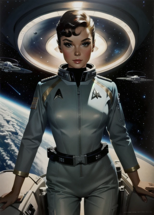 best quality,masterpiece,highly detailed,ultra-detailed, 
<lora:neg9V2_8:0.25>Star Trek
1girl, pin up  military uniform, science fiction, spacesuit, 
 <lora:Whitcomb_V02:1> jonwhitcomb , retro artstyle