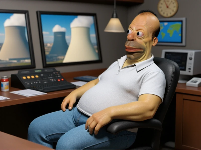 Homer is a man with a white shirt and a jeans. He's leaning back on a chair at the control center of a nuclear powerplant <lora:Homer:0.9>