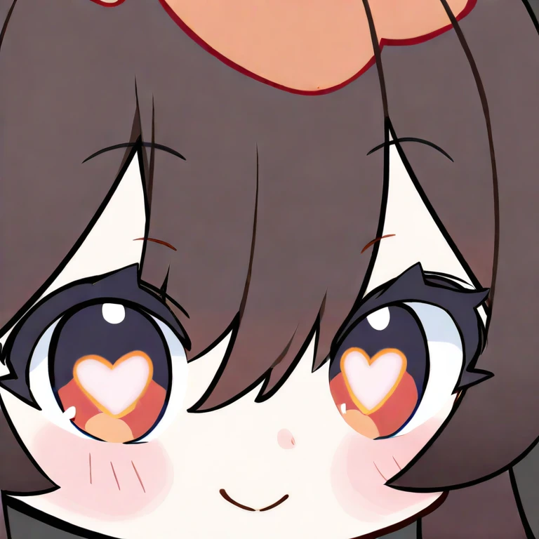 1girl with long brown hair, pink eyes, pink lips, big breasts, curls, horny smile,black lace lingerie, ((chibi style)), simple background
