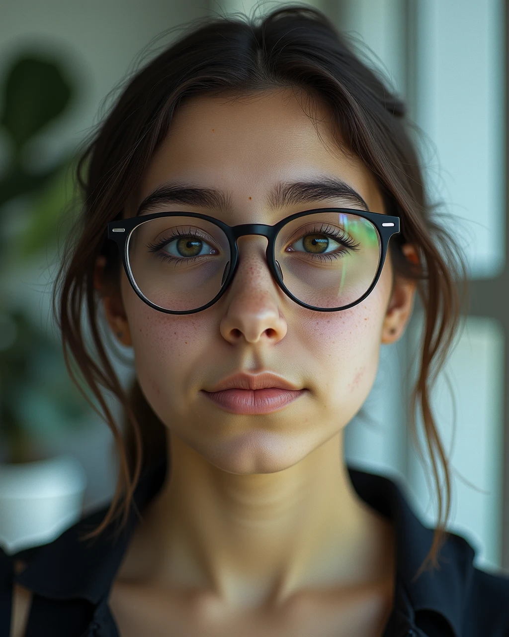 hfsuzy, glasses, photo of An image of a woman in the style of computational photography