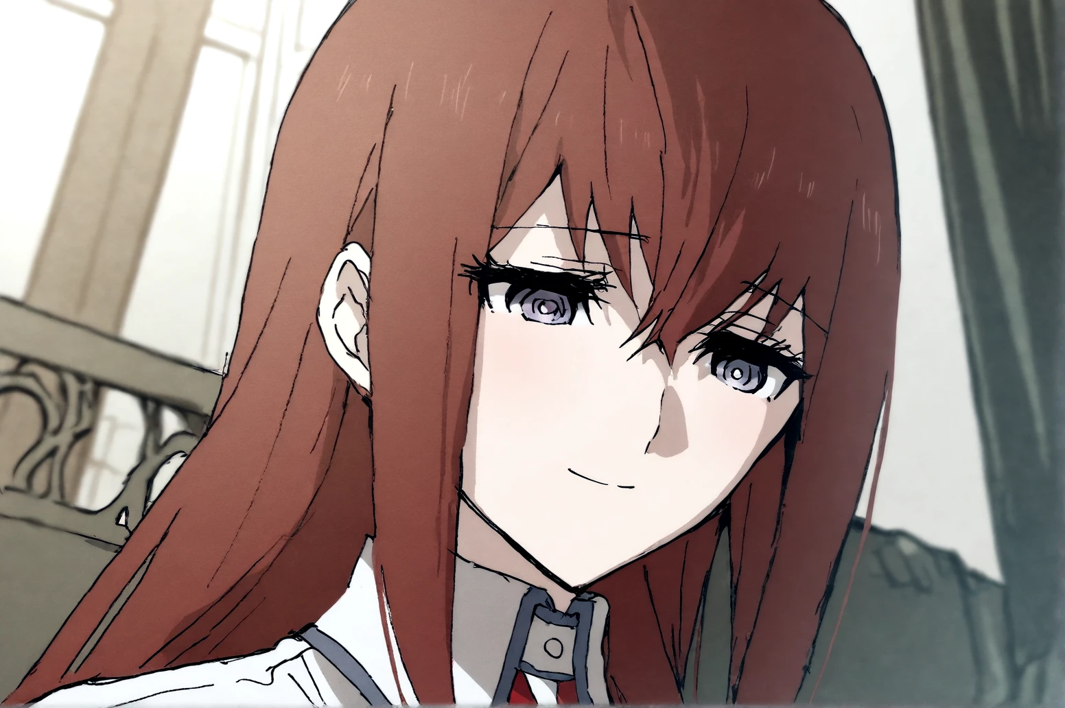 makise kurisu, steins;gate, main outfit, (amaichi esora:0.8), (stu dts:0.7), (remsrar:0.6), (na tarapisu153:0.8), (fuya:0.7), (tempupupu:0.77),  looking at another, looking down, light smile, eyelashes, on bed, closed mouth, masterpiece, best quality, highres, absurdres  <lora:JN_Makise_Kurisu_IL:0.8>