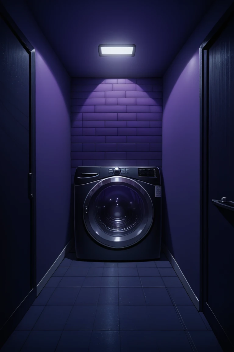 score_9, score_8_up, score_7_up, source_anime, rating_safe, midnight, dark environment, purple theme, natural lighting, laundry room focus, CandiLR, 1stclutter, 2ndclutter, negative space, from above, intricately detailed illustration, depth of field, atmospheric perspective, realistic shading, horror (theme)